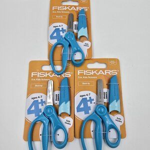Fiskars 5 in. Kids Scissors Turquoise Blunt Tip Safe Blades - Lot of 3